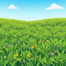 A vast expanse filled with lush green grass, featuring a variety of shades and textures to create depth and interest