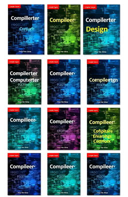 A collection of 10 book cover designs for a Computer Science book titled 'Compiler Design'