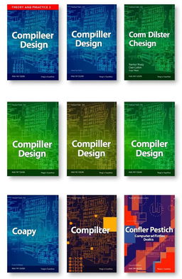 A collection of 10 book cover designs for a Computer Science book titled 'Compiler Design'