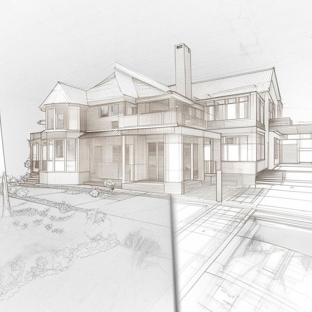 Convert a handmade sketch into a visually appealing, detailed house plan.