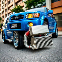 A 2001 Nissan Pathfinder SE R50, beautifully painted in Nissan's TV2 Bayside Blue and showcasing a sporty 2-inch lowered suspension