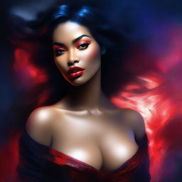 An exquisite digital art of a woman with striking features