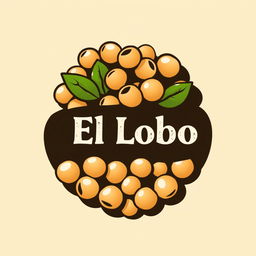 A creative logo design featuring chickpeas prominently, with the text 'El Lobo' stylishly integrated in the center