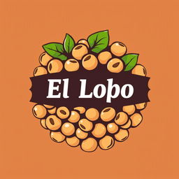 A creative logo design featuring chickpeas prominently, with the text 'El Lobo' stylishly integrated in the center