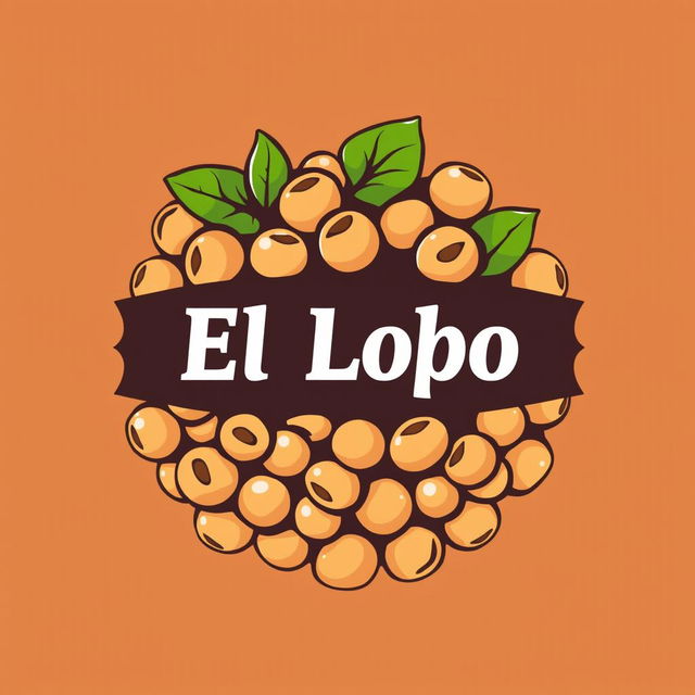 A creative logo design featuring chickpeas prominently, with the text 'El Lobo' stylishly integrated in the center