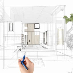 Convert a handmade sketch into a visually appealing, detailed house plan.