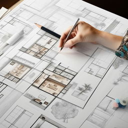 Convert a handmade sketch into a visually appealing, detailed house plan.