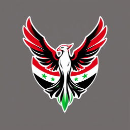 Logo design for a team called 'Voice of Peace' symbolizing peace, renewal, and unity in Syria, featuring a Phoenix rising from its ashes as the central element