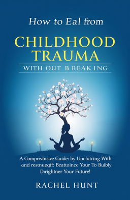 A powerful and serene book cover for 'How to Heal from Childhood Trauma Without Breaking: A Comprehensive Guide to Unlocking Inner Strength, Restoring Peace, Reclaiming Your Power, and Building a Brighter Future' by Rachel Hunt