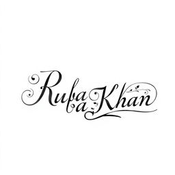 An elaborate and intricate name signature for 'Ruba Khan', designed to be highly stylized and difficult to replicate