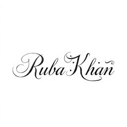 An elaborate and intricate name signature for 'Ruba Khan', designed to be highly stylized and difficult to replicate