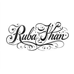 An elaborate and intricate name signature for 'Ruba Khan', designed to be highly stylized and difficult to replicate