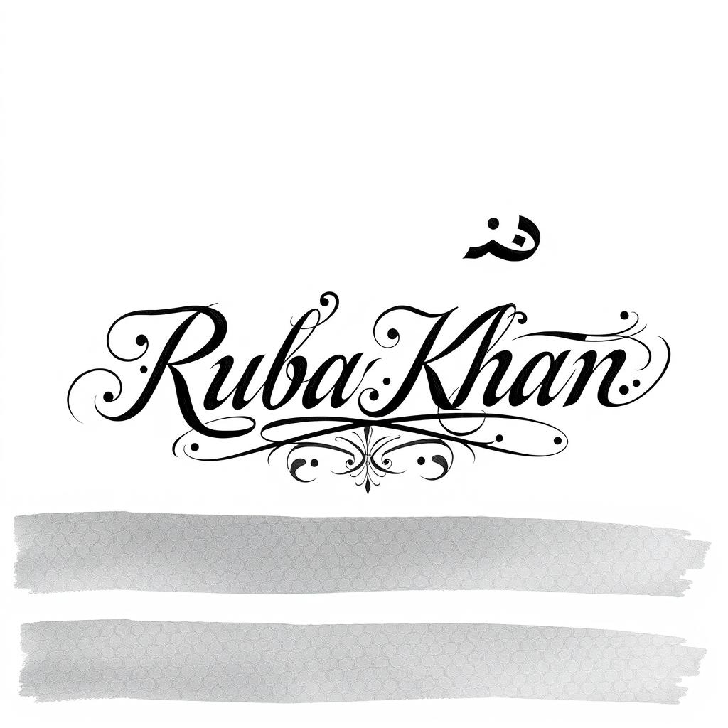 An elaborate and intricate name signature for 'Ruba Khan', designed to be highly stylized and difficult to replicate