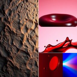 A textured surface of rough and smooth stone, illuminated from three different angles to showcase its intricate details