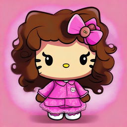 A digital art piece showcasing a brown Hello Kitty character