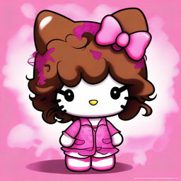 A digital art piece showcasing a brown Hello Kitty character