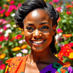 A beautiful black woman with stunning features, showcasing her natural hair in an elegant hairstyle