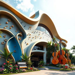 A creative and vibrant design for an academy of arts and drama with a strong emphasis on music