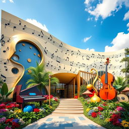 A creative and vibrant design for an academy of arts and drama with a strong emphasis on music