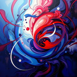 A visually captivating abstract representation of human emotions, using intertwining bold lines and vibrant colors