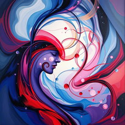 A visually captivating abstract representation of human emotions, using intertwining bold lines and vibrant colors