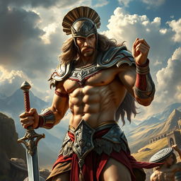 A stunning representation of the warrior Adonis, depicted as a muscular and heroic figure