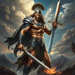 A stunning representation of the warrior Adonis, depicted as a muscular and heroic figure