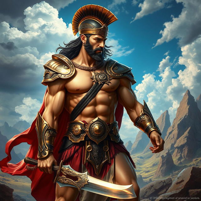 A stunning representation of the warrior Adonis, depicted as a muscular and heroic figure