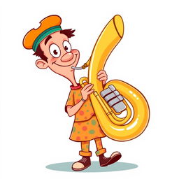 A full-length illustration of a man playing a tuba, designed in the whimsical style of Incredibox