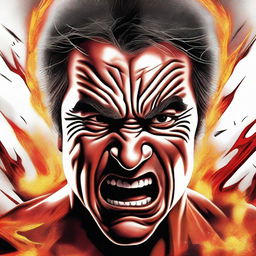 A high-quality digital art piece capturing a man displaying an expression of anger