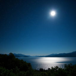 A stunning night sky over a serene lake, illuminated by millions of stars
