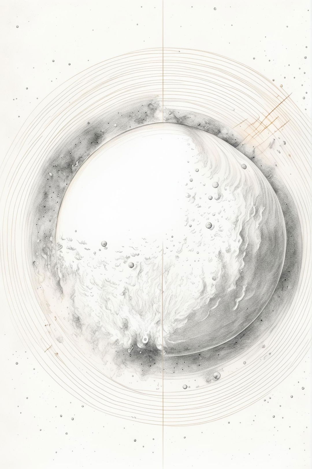 A delicate, high-definition light pencil drawing of Venus orbiting the Sun