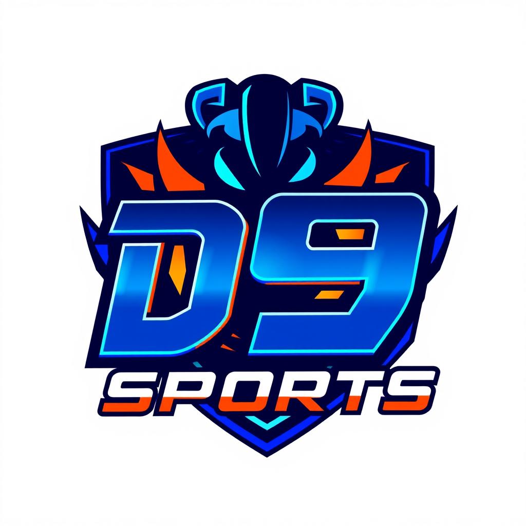 A bold and dynamic logo design for a gaming clan named 'D9 SPORTS'