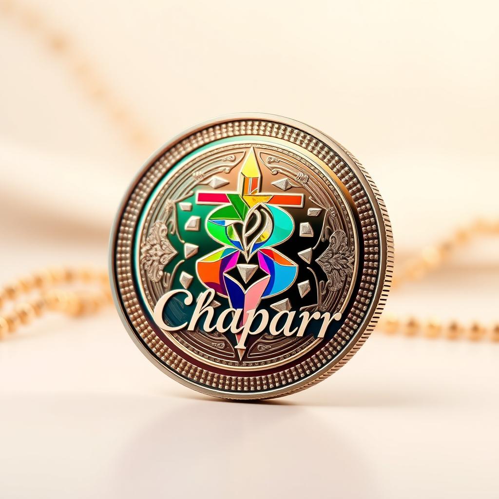 A beautifully designed tether coin, featuring intricate details and vibrant colors, set against an elegant backdrop