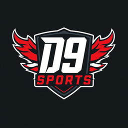 A logo design for a gaming clan in Free Fire featuring the text 'D9 SPORTS'
