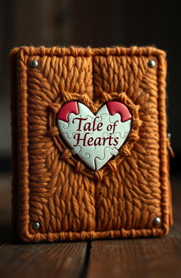 A creatively designed book that is stitched with wool, resembling a cozy, textured cover