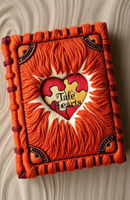 A creatively designed book that is stitched with wool, resembling a cozy, textured cover