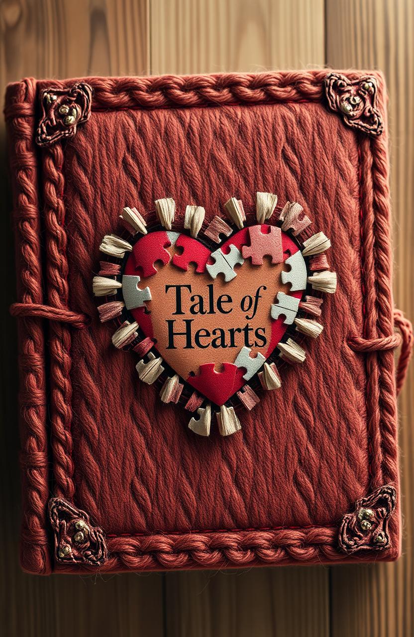 A creatively designed book that is stitched with wool, resembling a cozy, textured cover