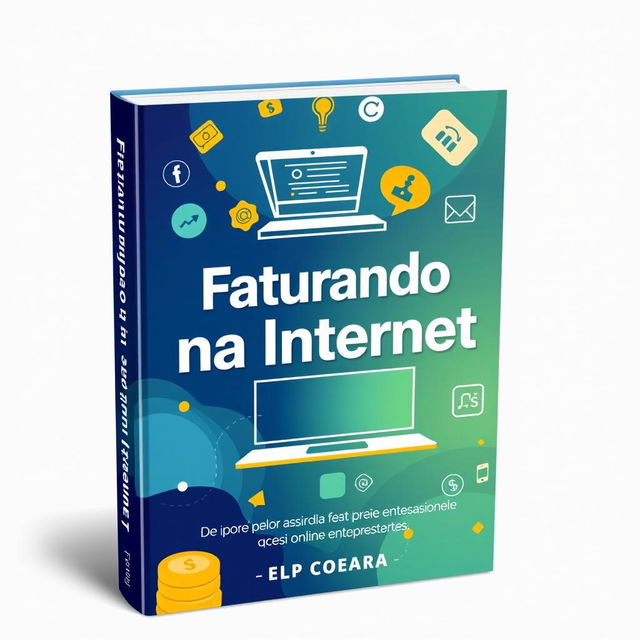 A visually striking eBook cover for "Faturando na Internet", showcasing a modern digital theme