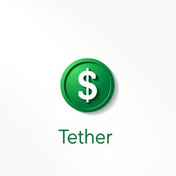 A sleek and modern logo design for Tether (USDT), featuring the iconic green circle with the white dollar sign inside