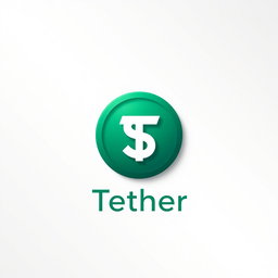 A sleek and modern logo design for Tether (USDT), featuring the iconic green circle with the white dollar sign inside