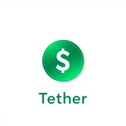 A sleek and modern logo design for Tether (USDT), featuring the iconic green circle with the white dollar sign inside