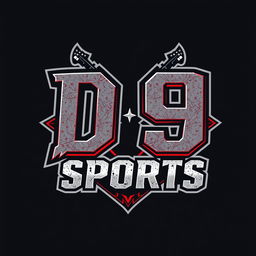 A bold and edgy logo design for a hard rock band named 'D9 SPORTS'