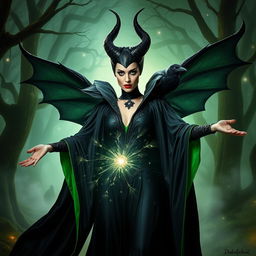 A dramatic and captivating portrayal of Maleficent, the iconic fairy from the Sleeping Beauty tale