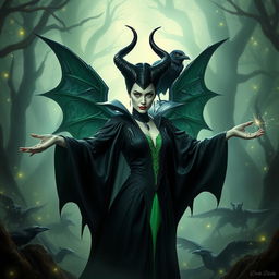 A dramatic and captivating portrayal of Maleficent, the iconic fairy from the Sleeping Beauty tale