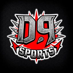 A bold and edgy logo design for a hard rock band named 'D9 SPORTS'