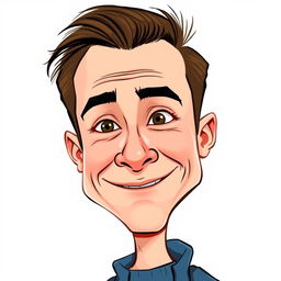 A highly recognizable caricature of a young man with distinctive features, such as slightly tousled hair and a charming smile