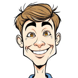 A highly recognizable caricature of a young man with distinctive features, such as slightly tousled hair and a charming smile