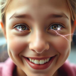 A close-up portrait of a person with a warm smile, focusing on their expressive eyes
