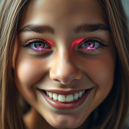 A close-up portrait of a person with a warm smile, focusing on their expressive eyes